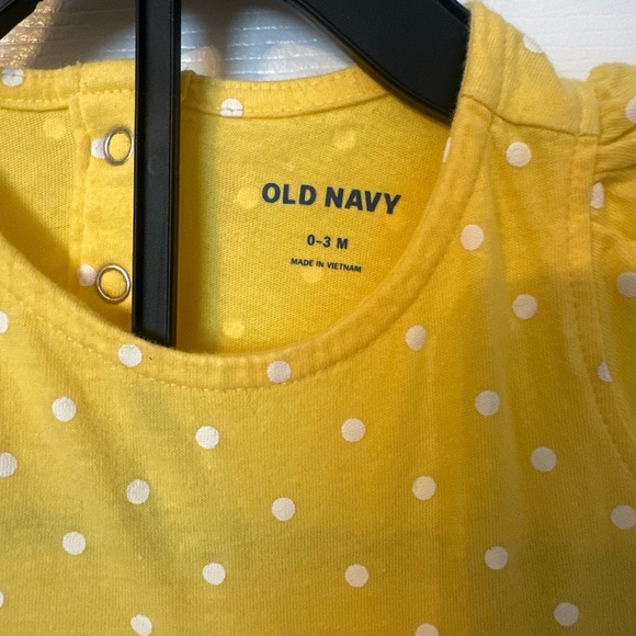 Old Navy Yellow and White Polka Dot Baby Romper - Picture 3 of 3
